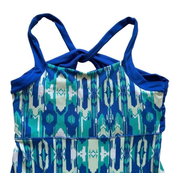 Soybu Dress Blue Green Print Strappy Twist Back Athletic Casual Stretch Size XS - Picture 8 of 10